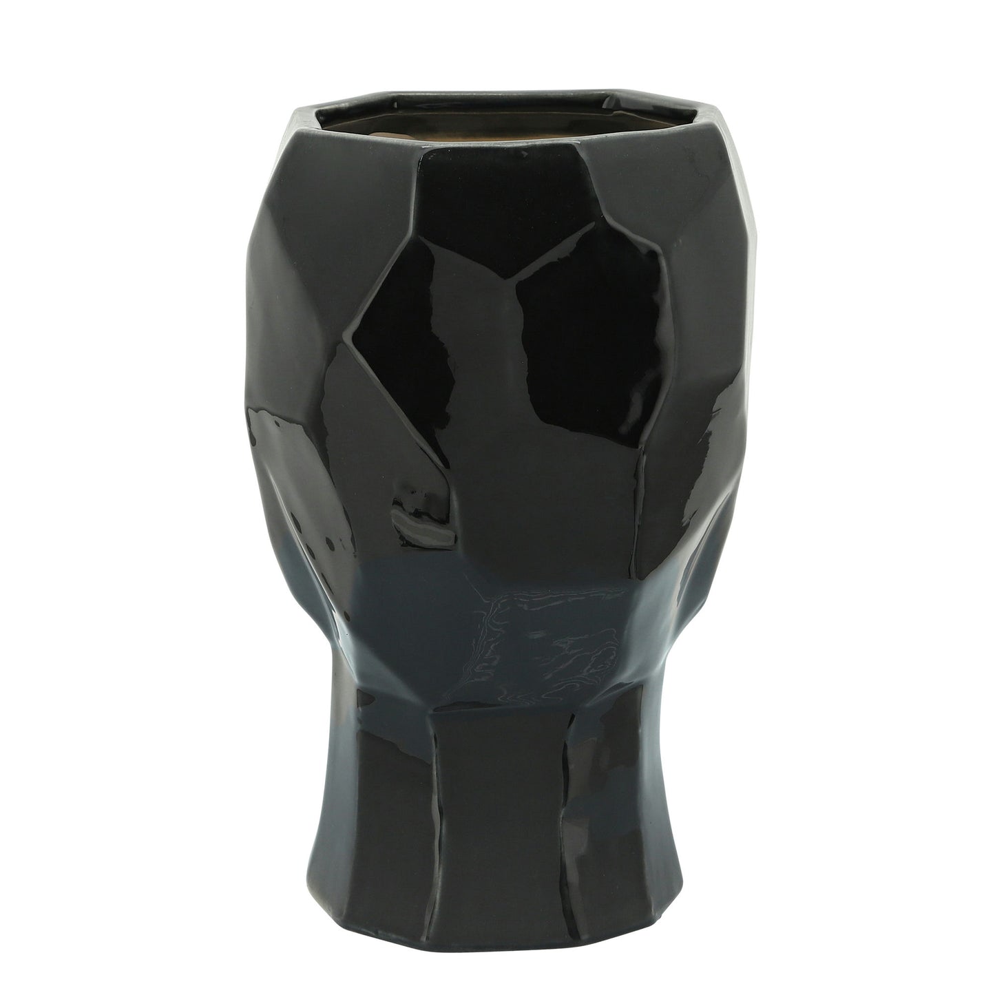 Ceramic, 12" Face Vase, Black