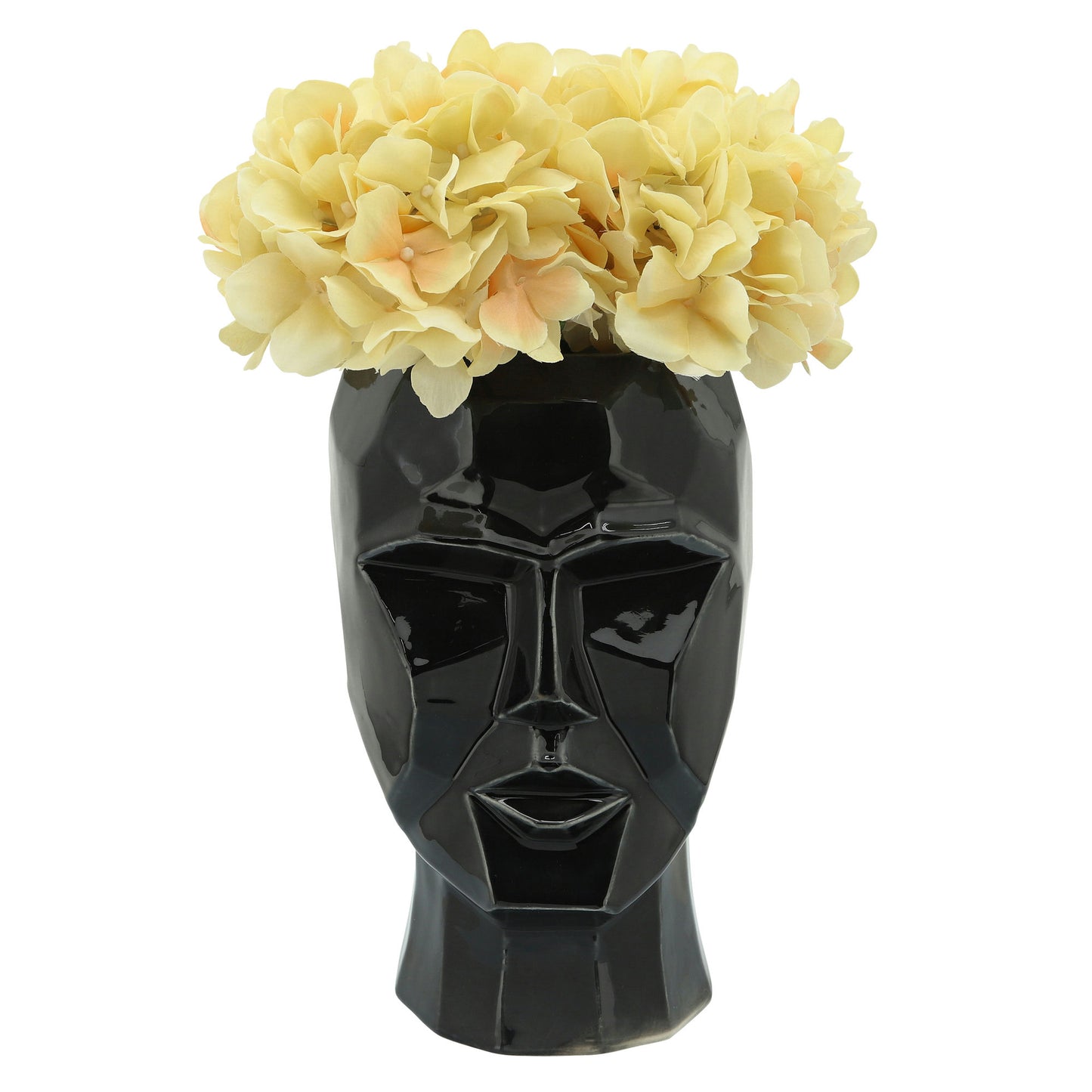 Ceramic, 12" Face Vase, Black