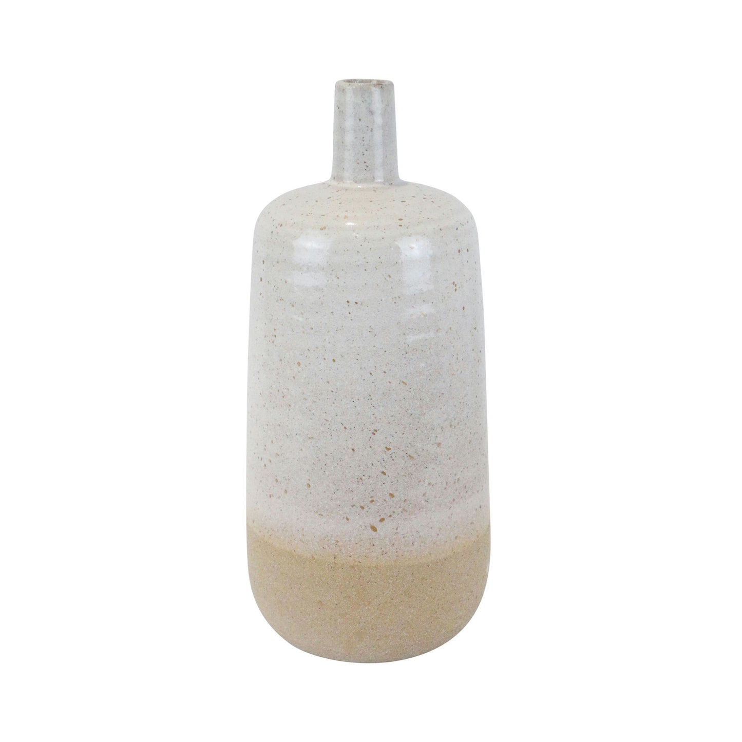 Ceramic 13", Speckled Vase, Beige