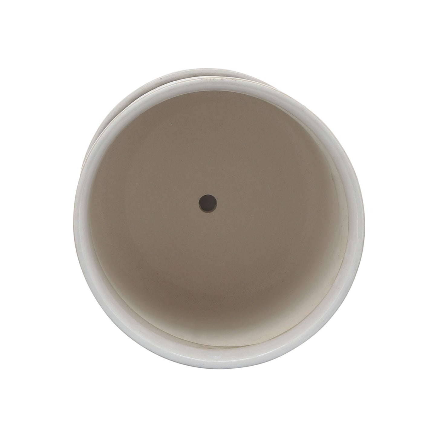 Cer, S/2 6/8" Dotted Zigzag Planter W/ Saucer , Iv