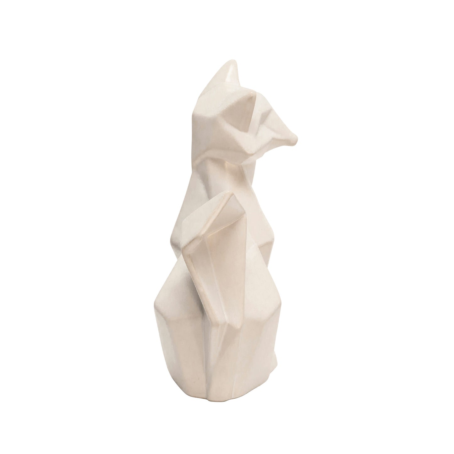 Cer, 10" Modern Fox Figurine, White