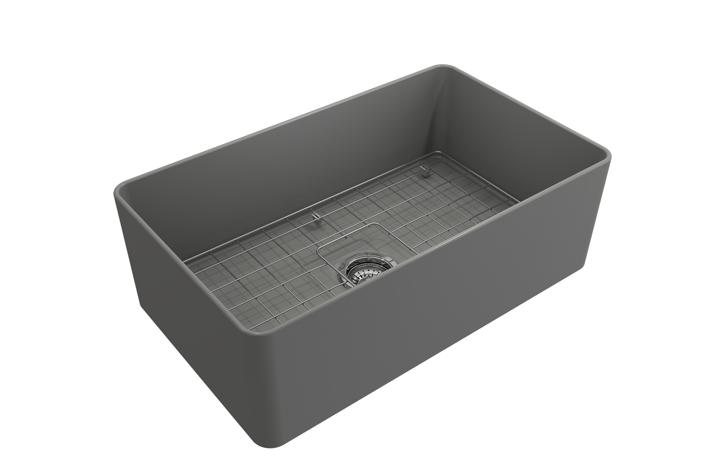 Aderci Ultra-Slim Farmhouse Apron Front Fireclay 30" Kitchen Sink in Matte Gray