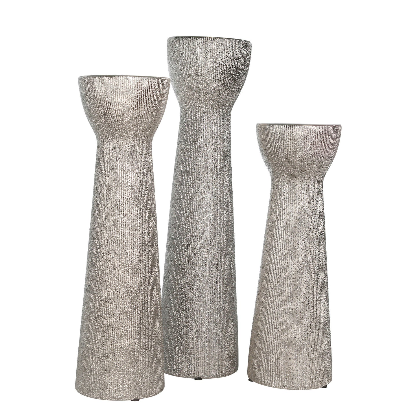 Ceramic 12" Bead Candle Holder,silver