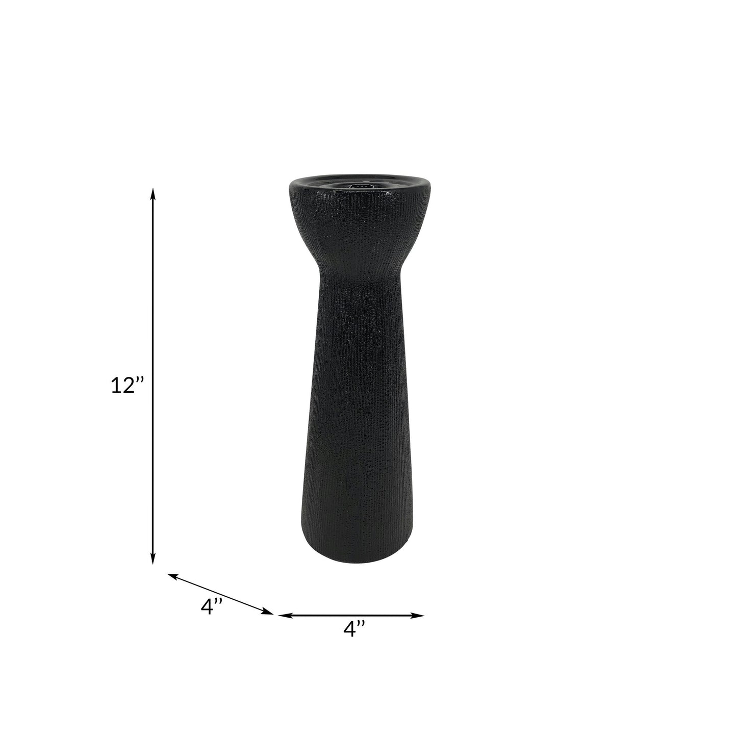 Cer, 12" Bead Candle Holder, Black