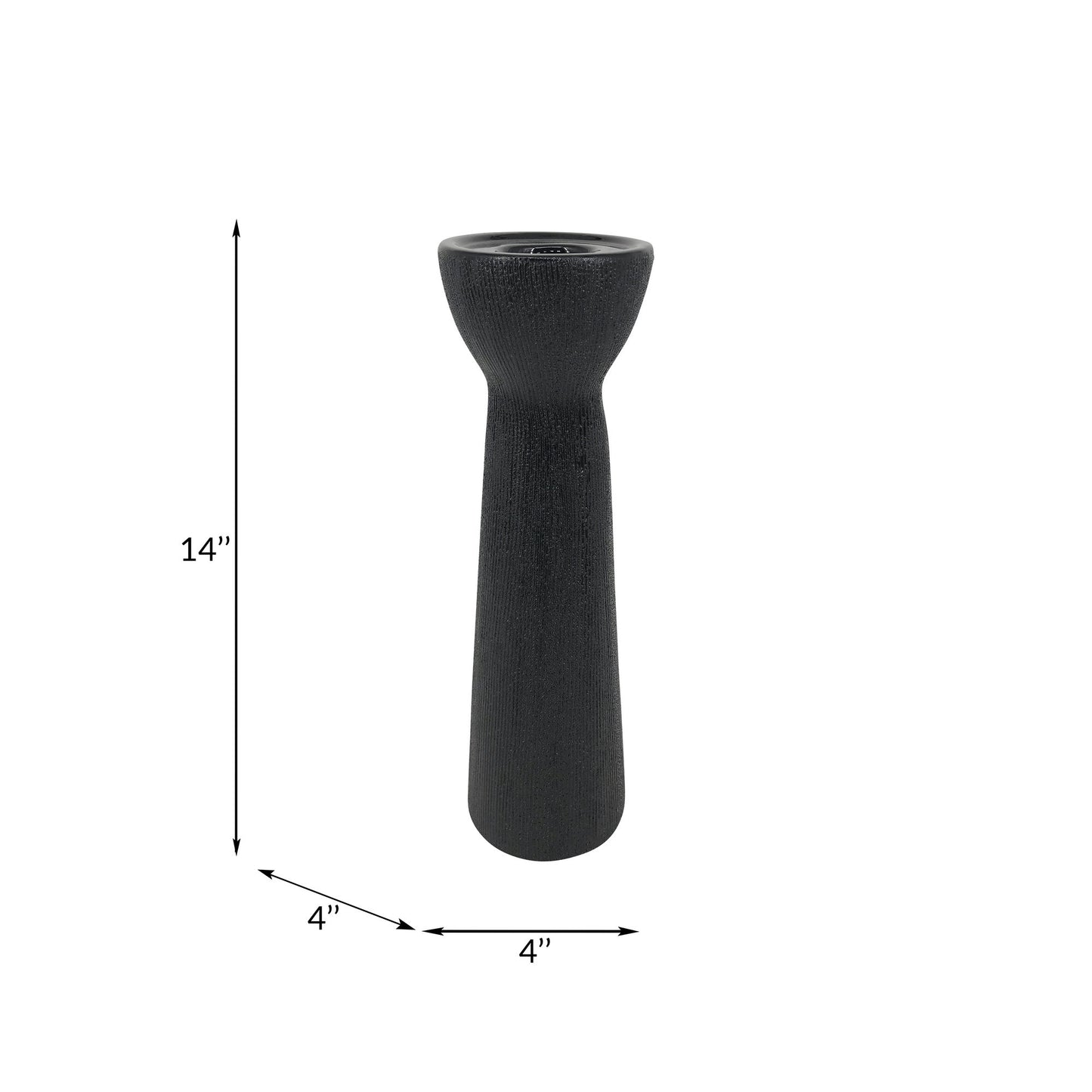 Cer, 14" Bead Candle Holder, Black