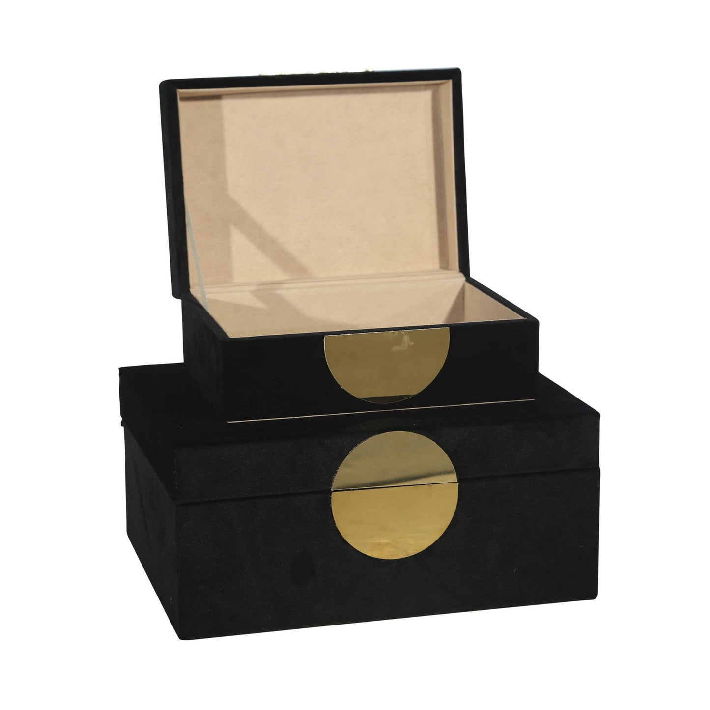 S/2 Velveteen Jewelry Box, Black / Gold
