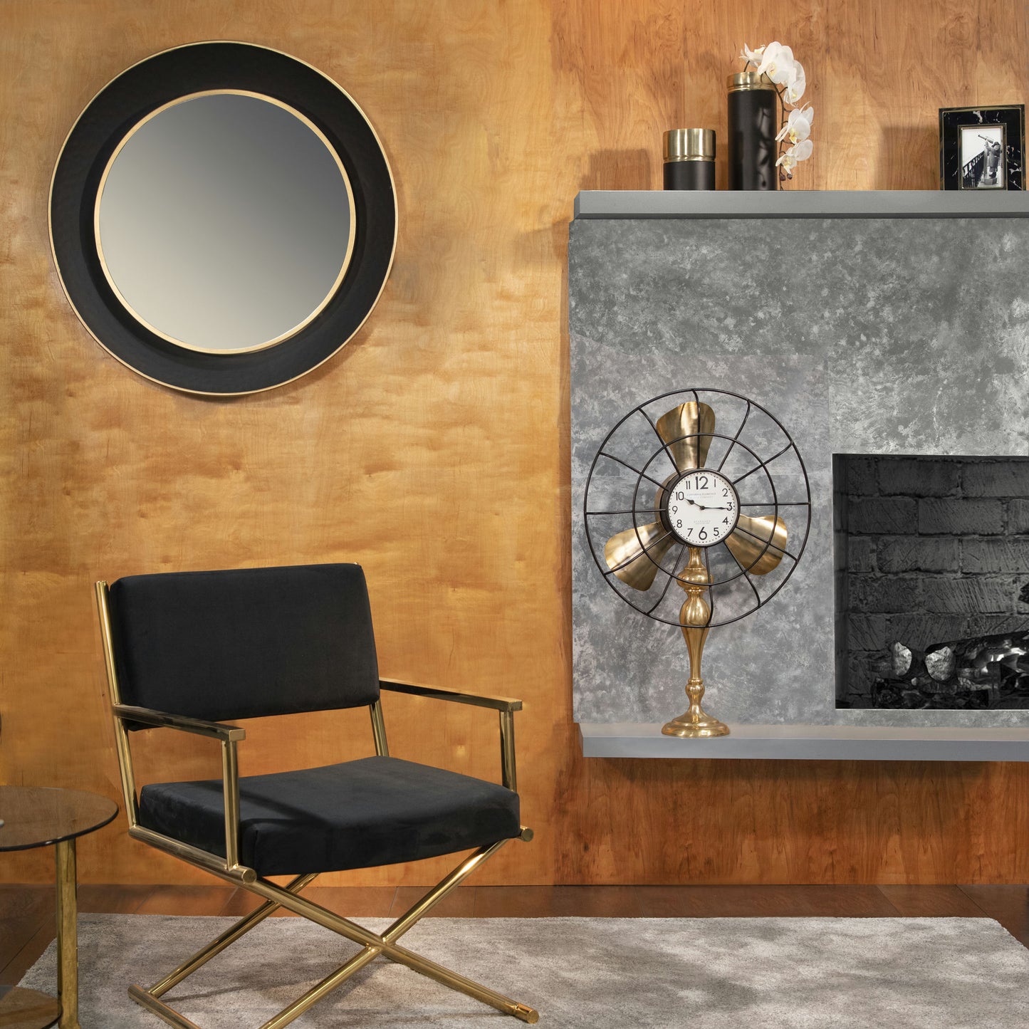 Metal 35" Fan-style Table Clock, Gold Kd