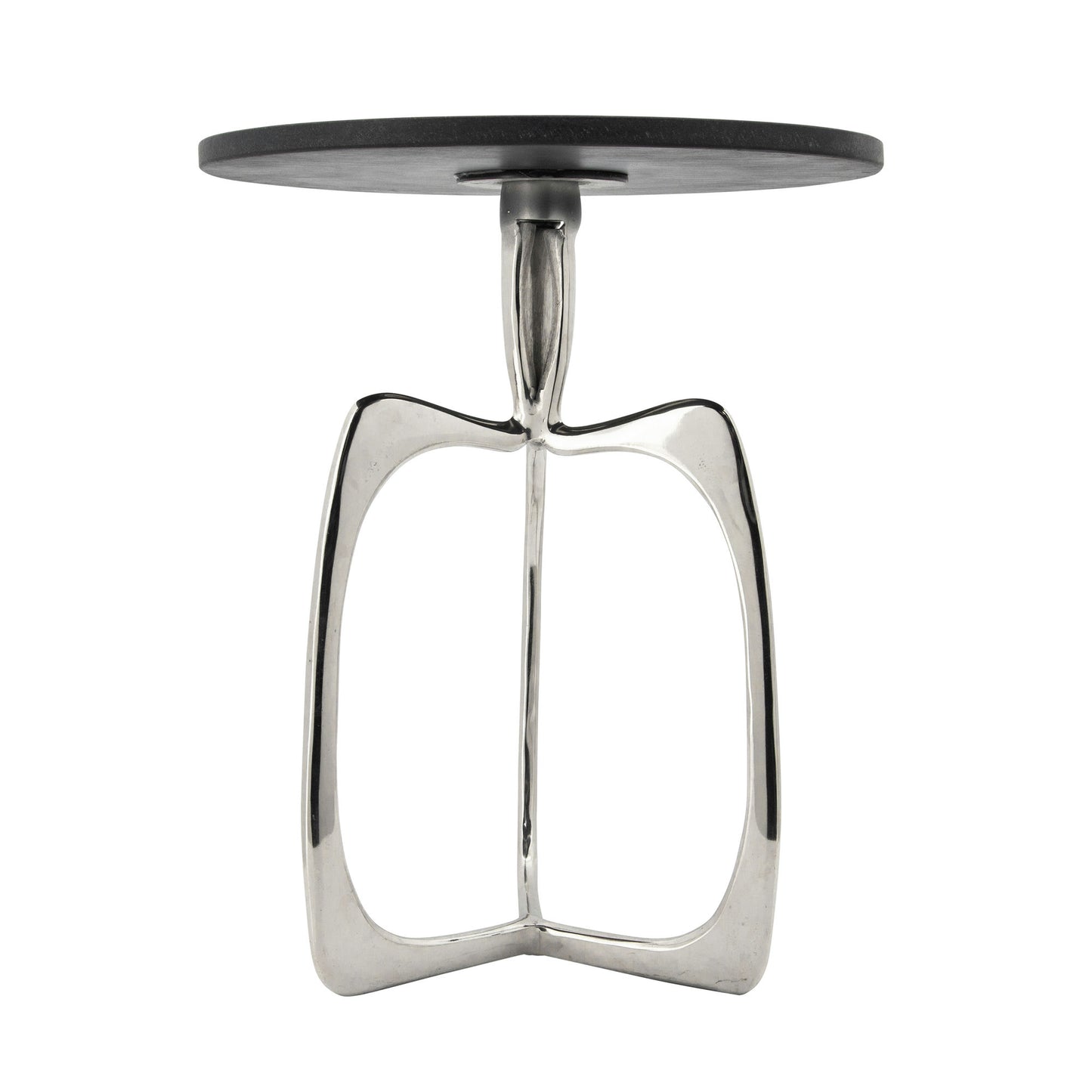 20" Accent Table W/ Black Marble, Nickel Kd