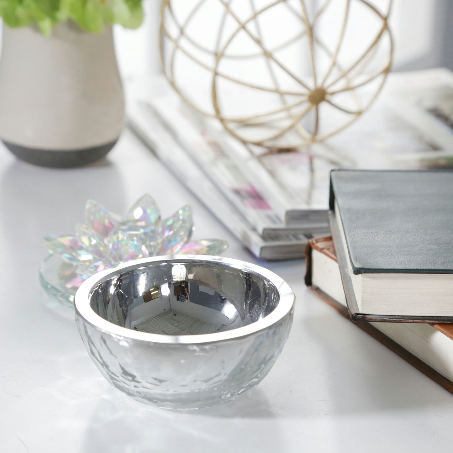 Crystal Lotus 5" Trinket Jar,rainbow