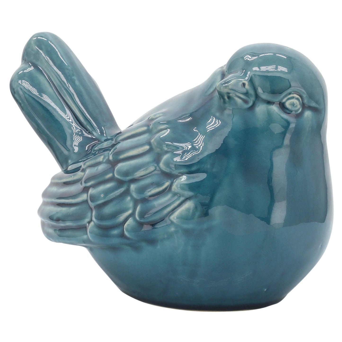 Cer 10" Bird Figurine, Turq
