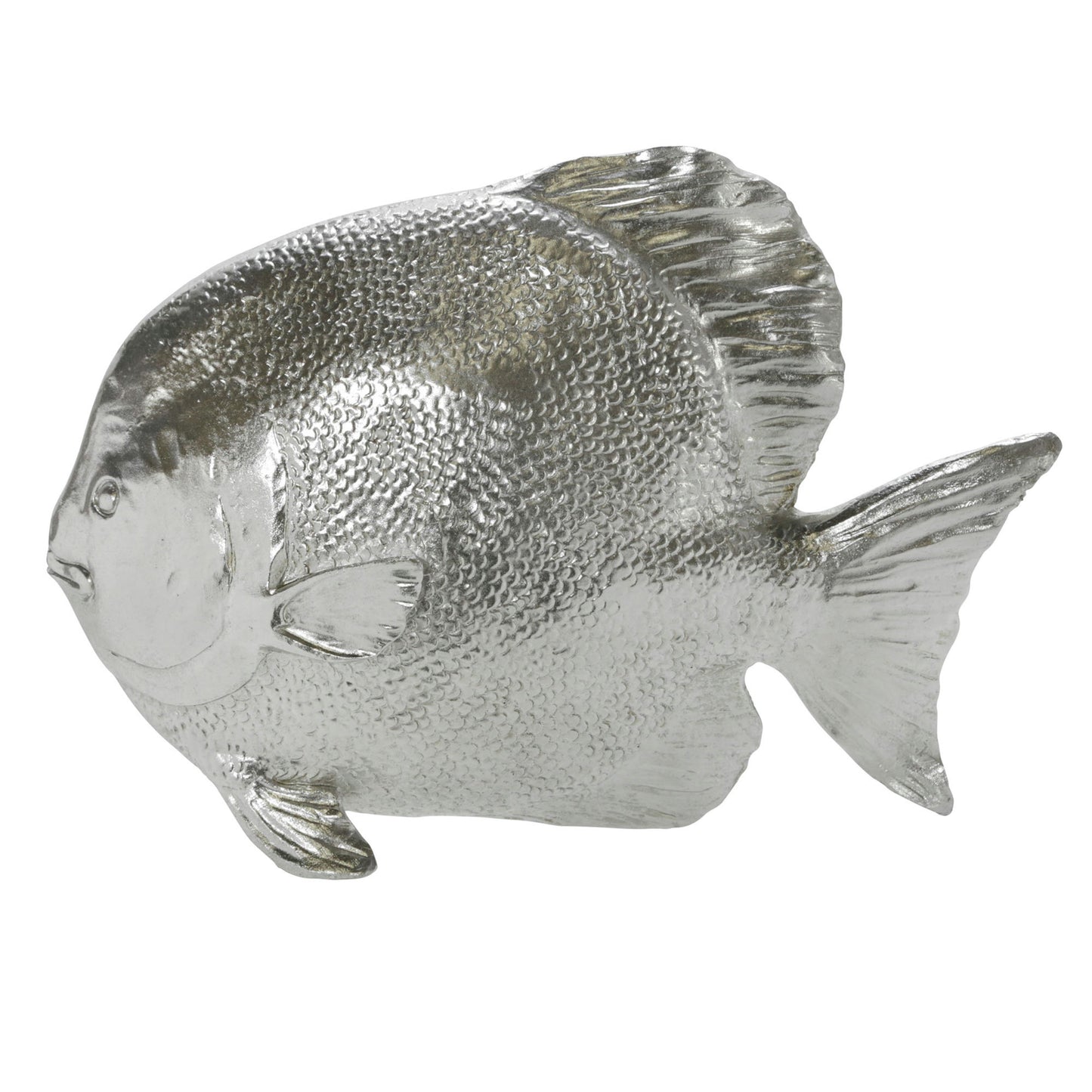 Polyresin 10"l Fish Figurine, Silver