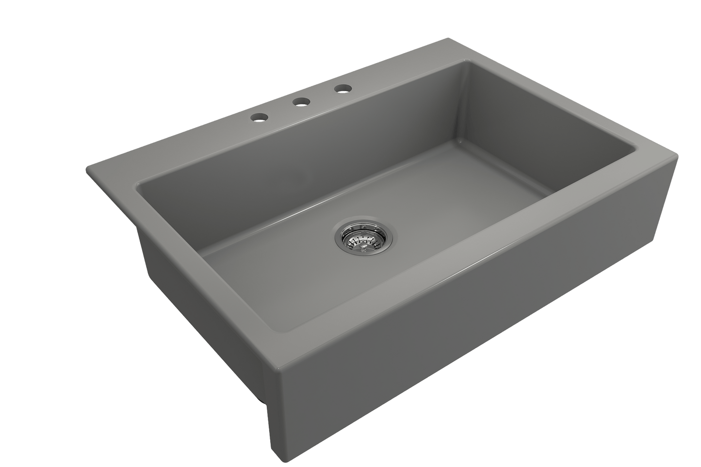 Nuova Apron Front Drop-In Fireclay 34" Single Bowl Kitchen Sink in Matte Gray
