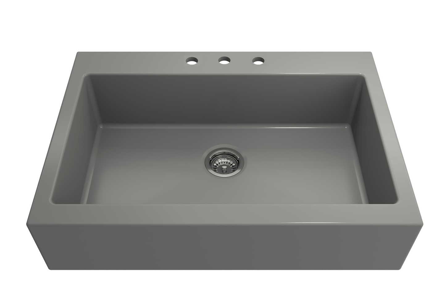 Nuova Apron Front Drop-In Fireclay 34" Single Bowl Kitchen Sink in Matte Gray