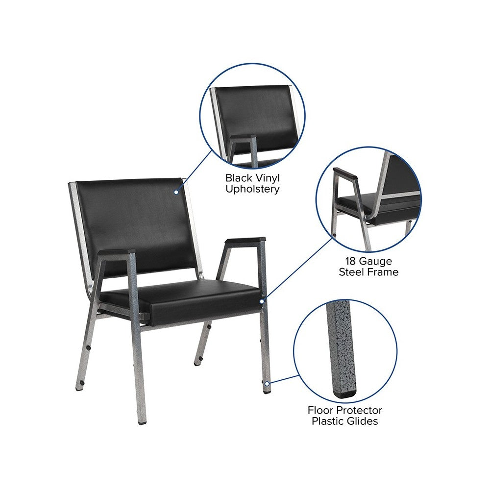 1500 lb. Rated Black Antimicrobial Vinyl Bariatric Medical Reception Arm Chair
