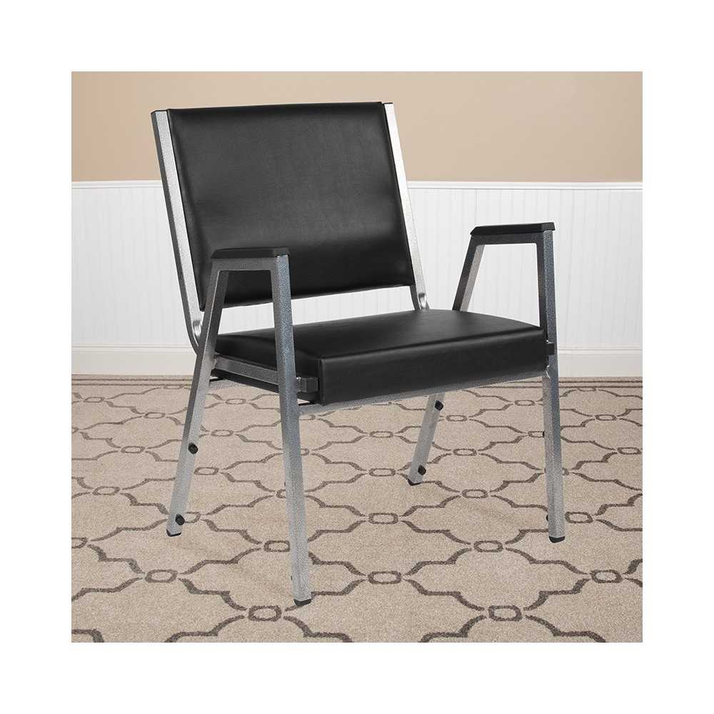 1500 lb. Rated Black Antimicrobial Vinyl Bariatric Medical Reception Arm Chair