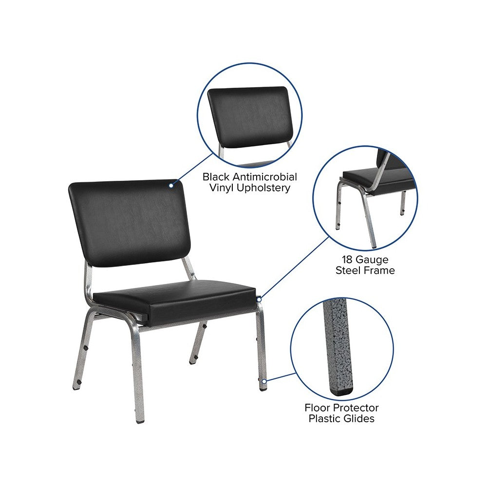 1500 lb. Rated Black Antimicrobial Vinyl Bariatric Medical Reception Chair with 3/4 Panel Back