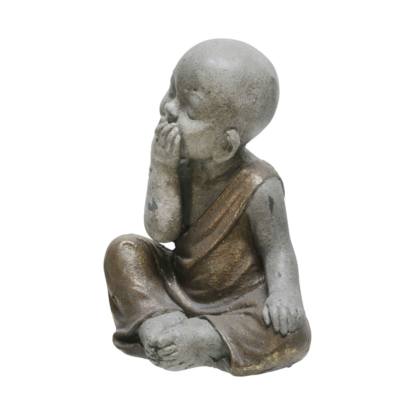Polyresin 12" No Speak Baby Monk, Gray/gold