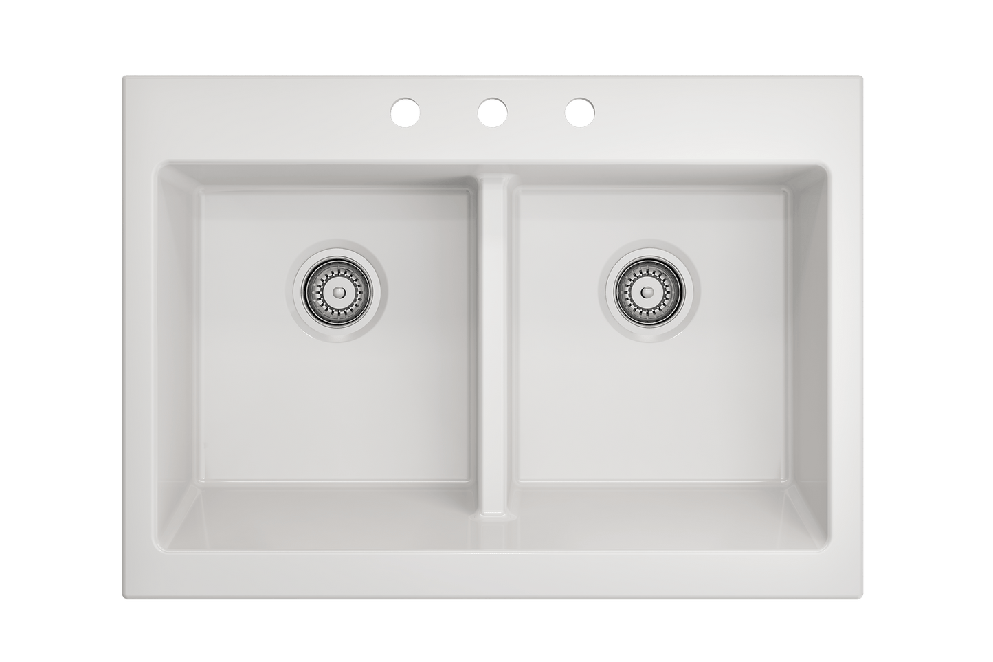 Nuova Apron Front Drop-In Fireclay 34" 50/50 Double Bowl Kitchen Sink in White