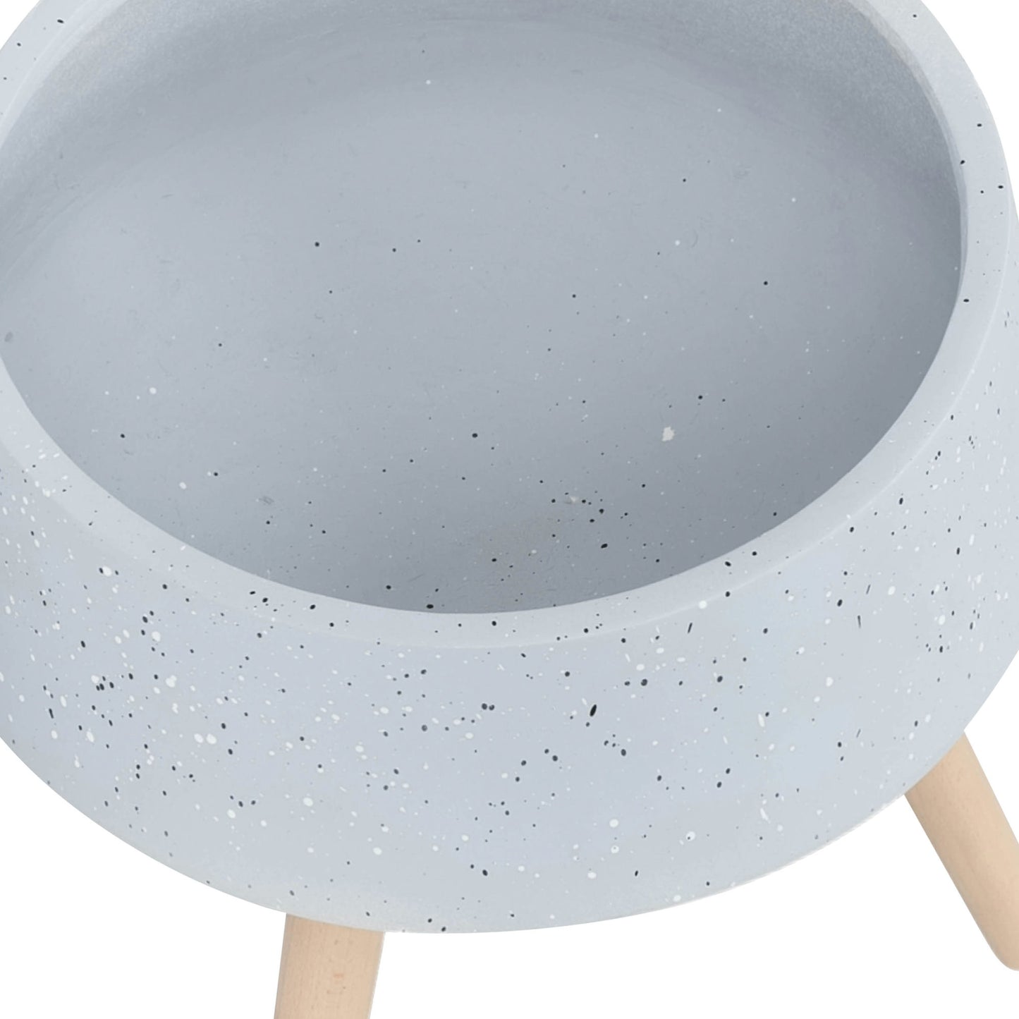S/2 11/15" Terrazzo Planter W/ Wood Legs, Gray