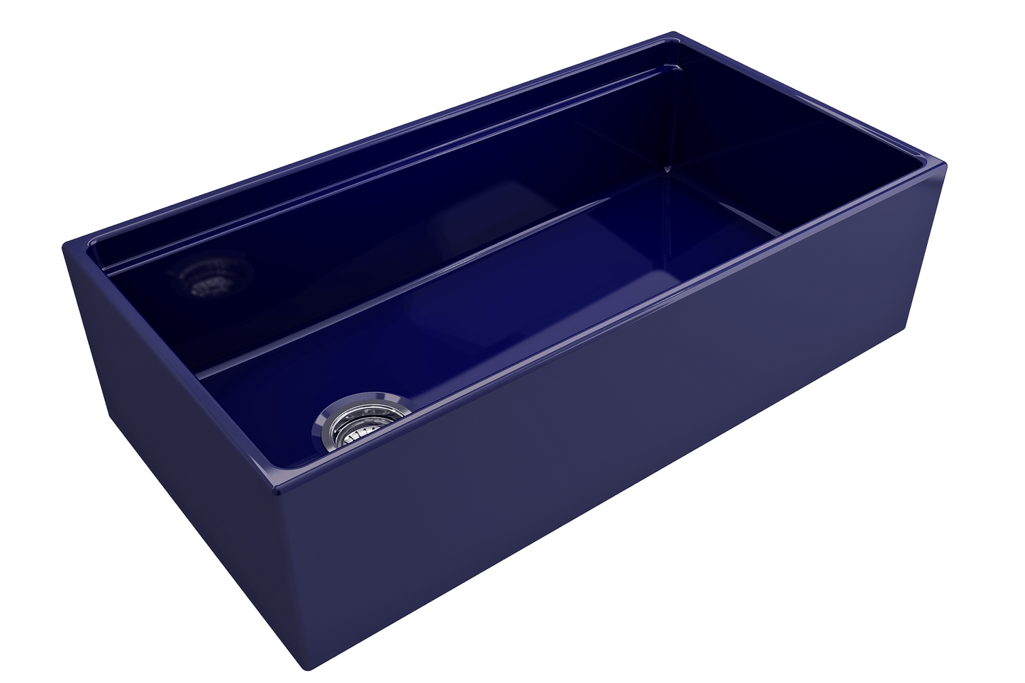 Contempo Step-Rim Apron Front Fireclay 36" Single Bowl Kitchen Sink in Blue