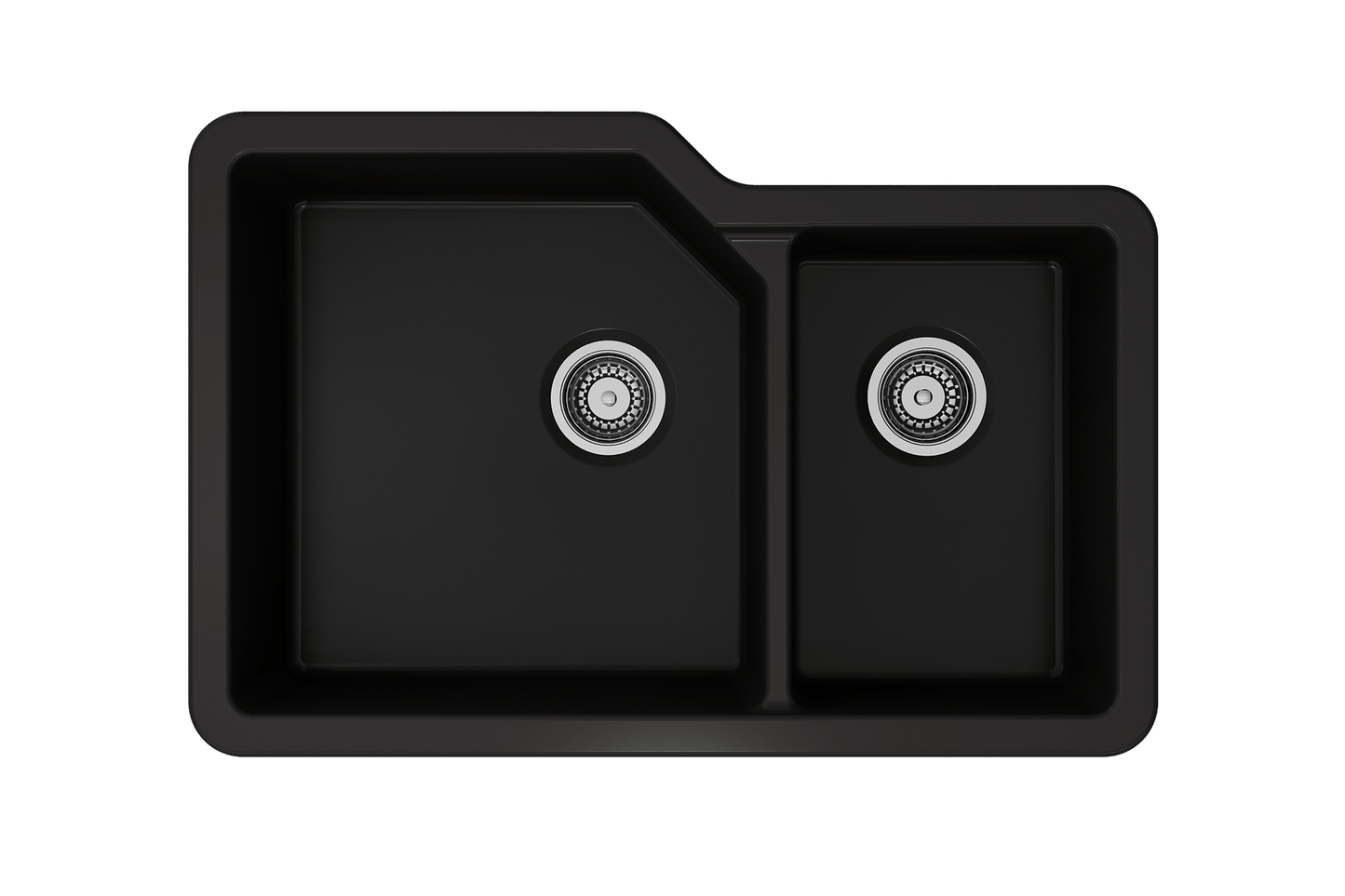 Sotto Dual-Mount Fireclay 33" 60/40 Double Bowl Kitchen Sink in Matte Black