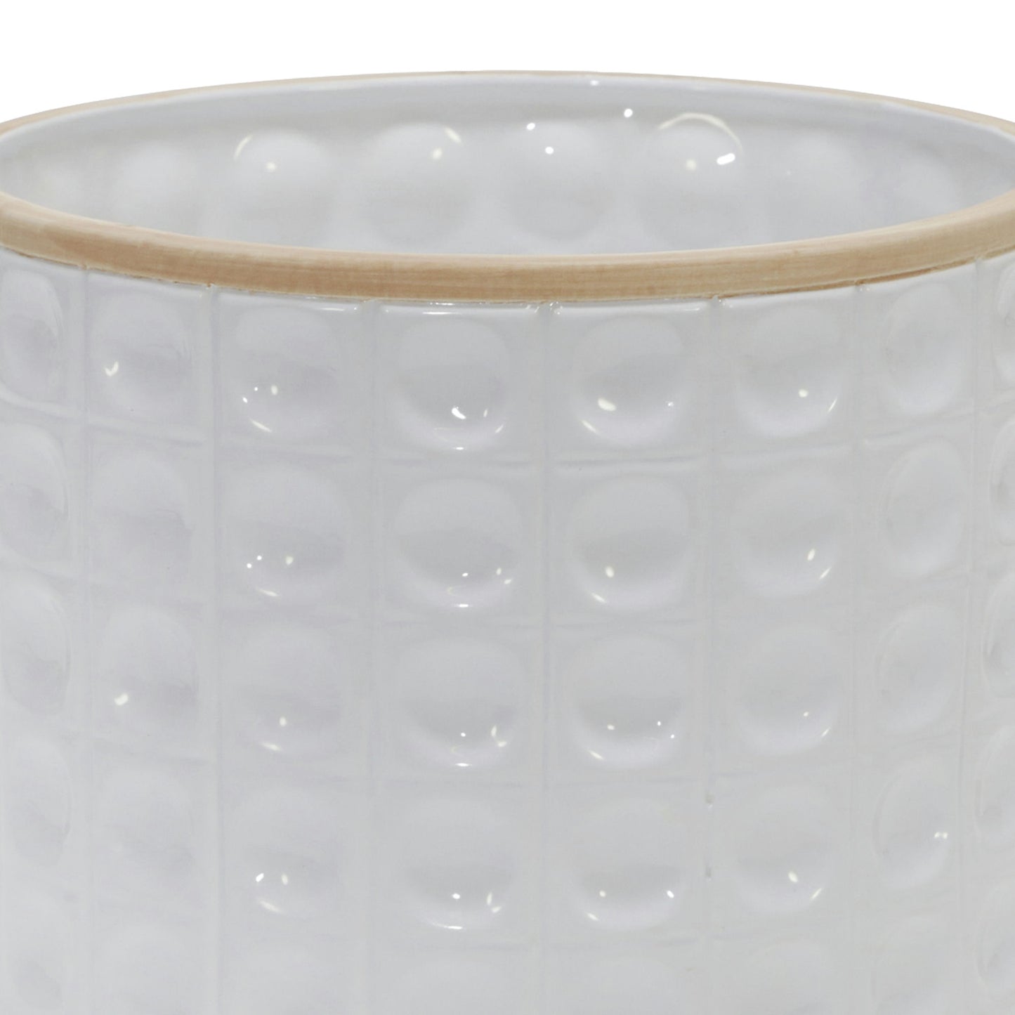 S/2 Ceramic Dimpled Footed Planter 10/12", White