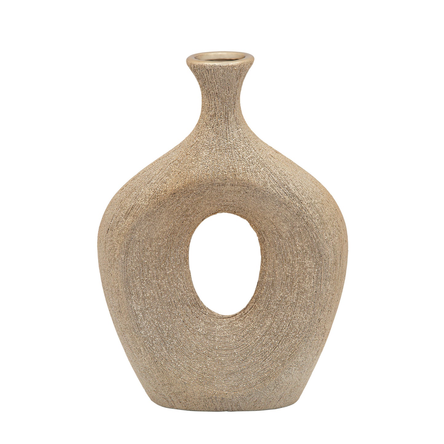 13" Beaded Oval Vase Cut-out, Champagne