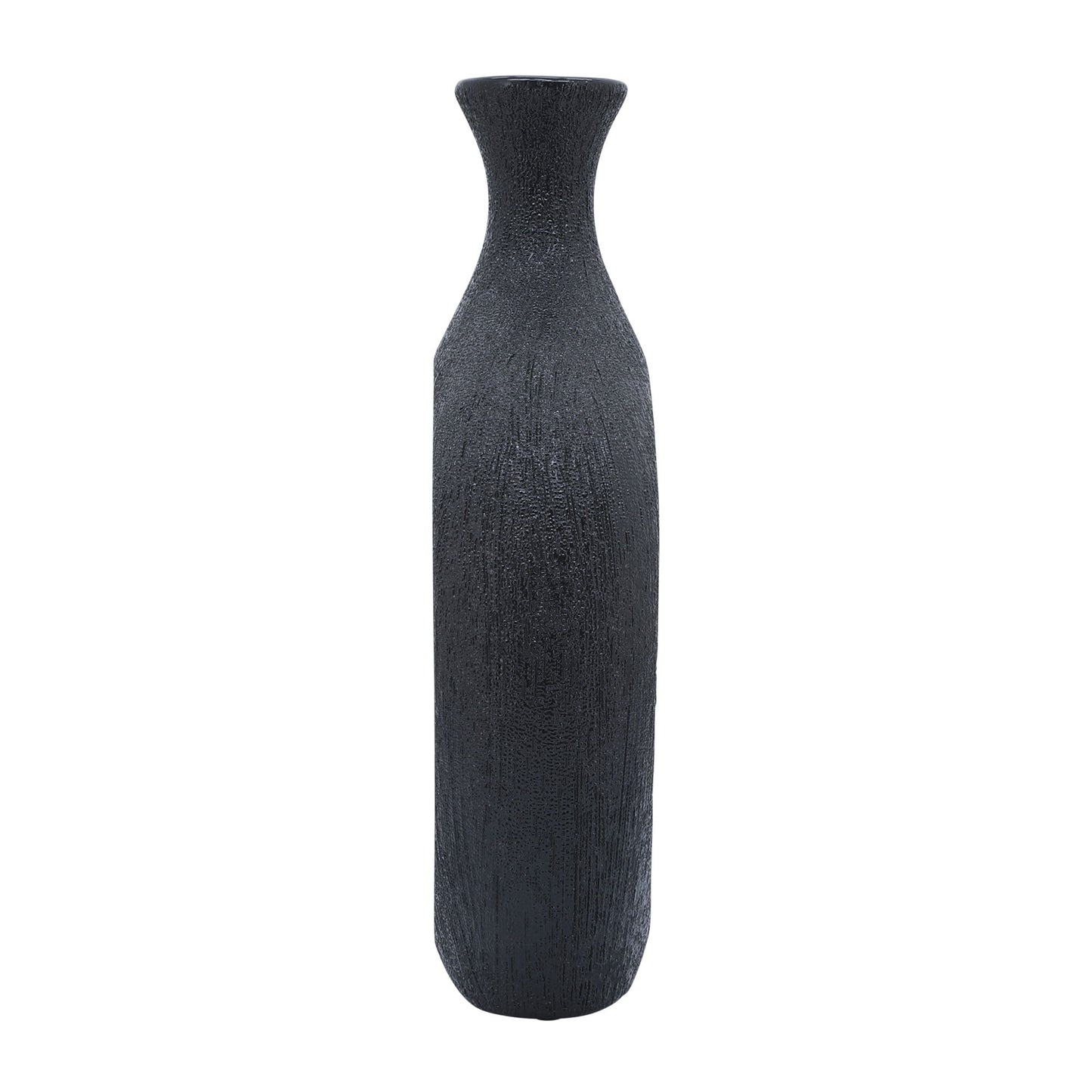 Cer, 13" Beaded Oval Vase Cut-out, Black