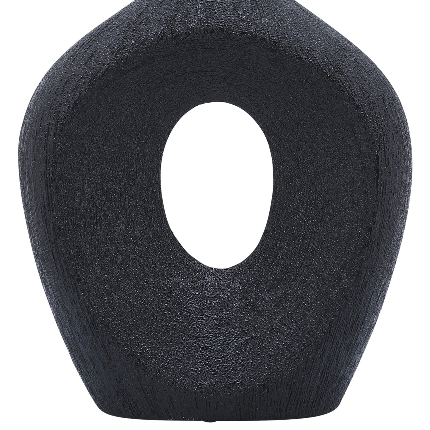 Cer, 13" Beaded Oval Vase Cut-out, Black
