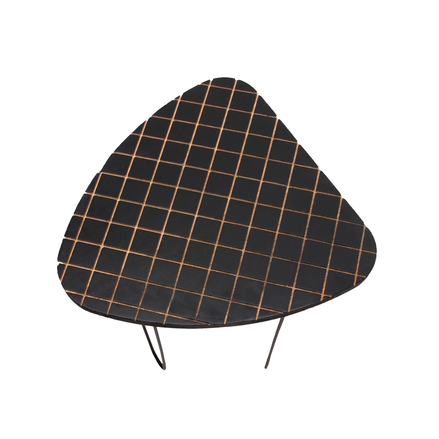 S/2 Wood/metal 18/20" Black/white Checkered Table