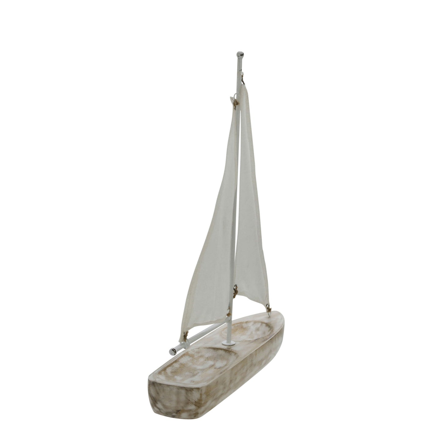 Wood, 17"h Cloth Sail Boat, Nat