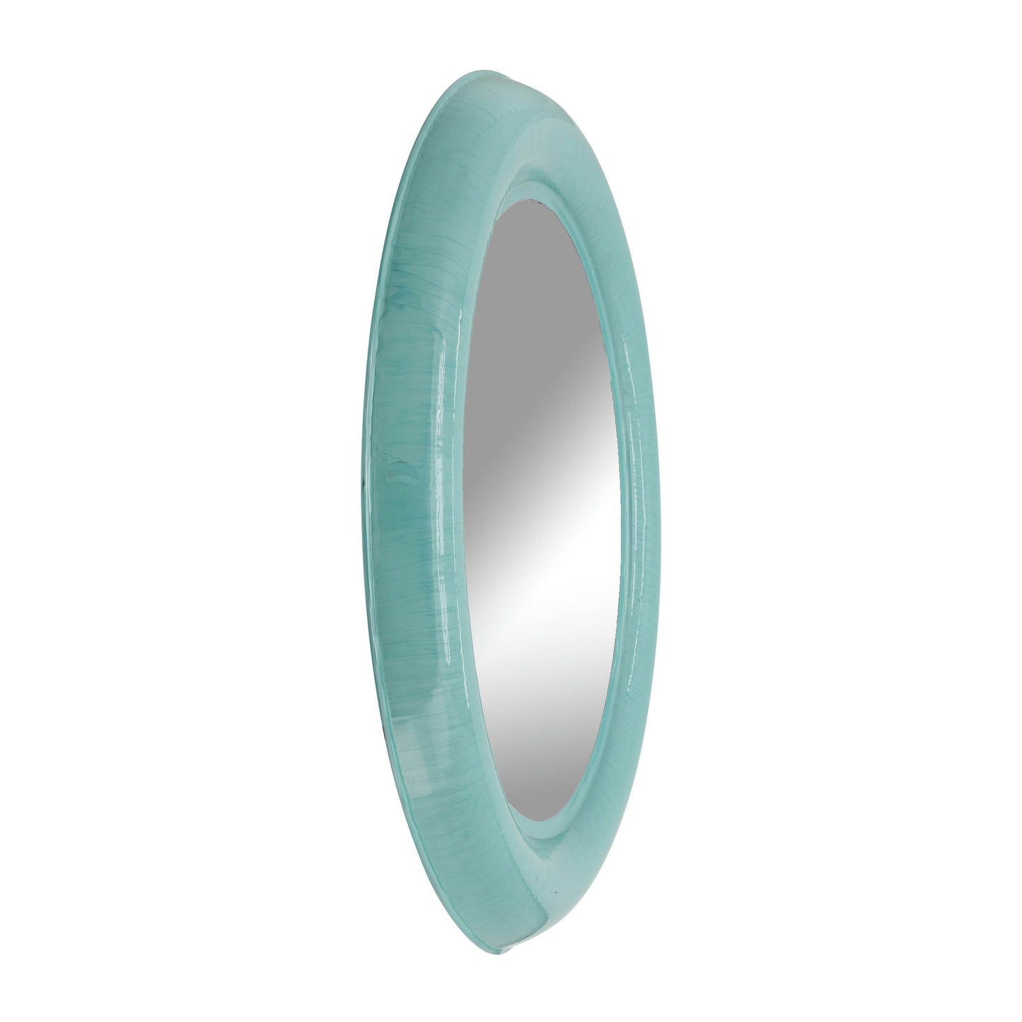 Metal 36" Round Mirror, Turq