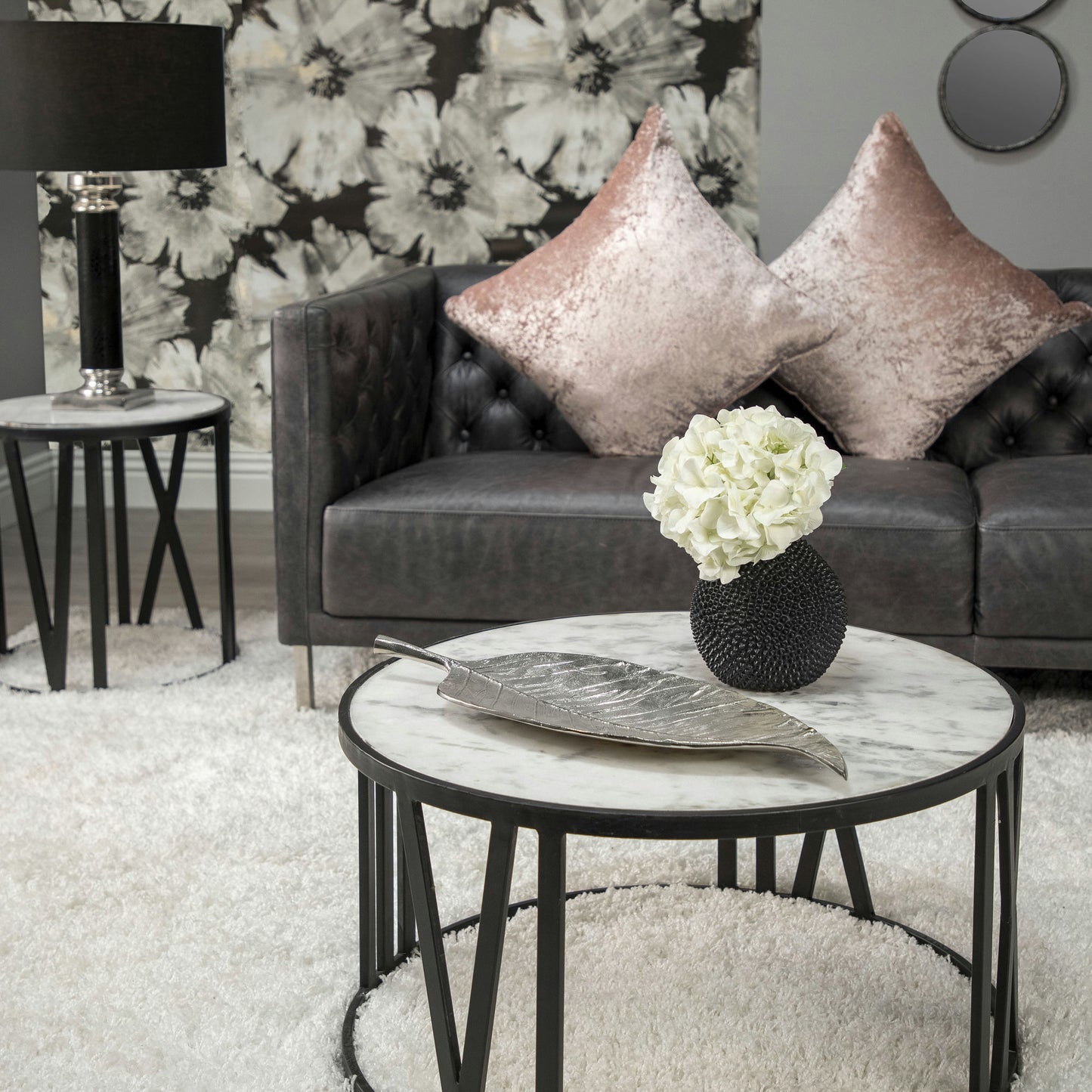 Metal 26" Leaf Platter, Silver