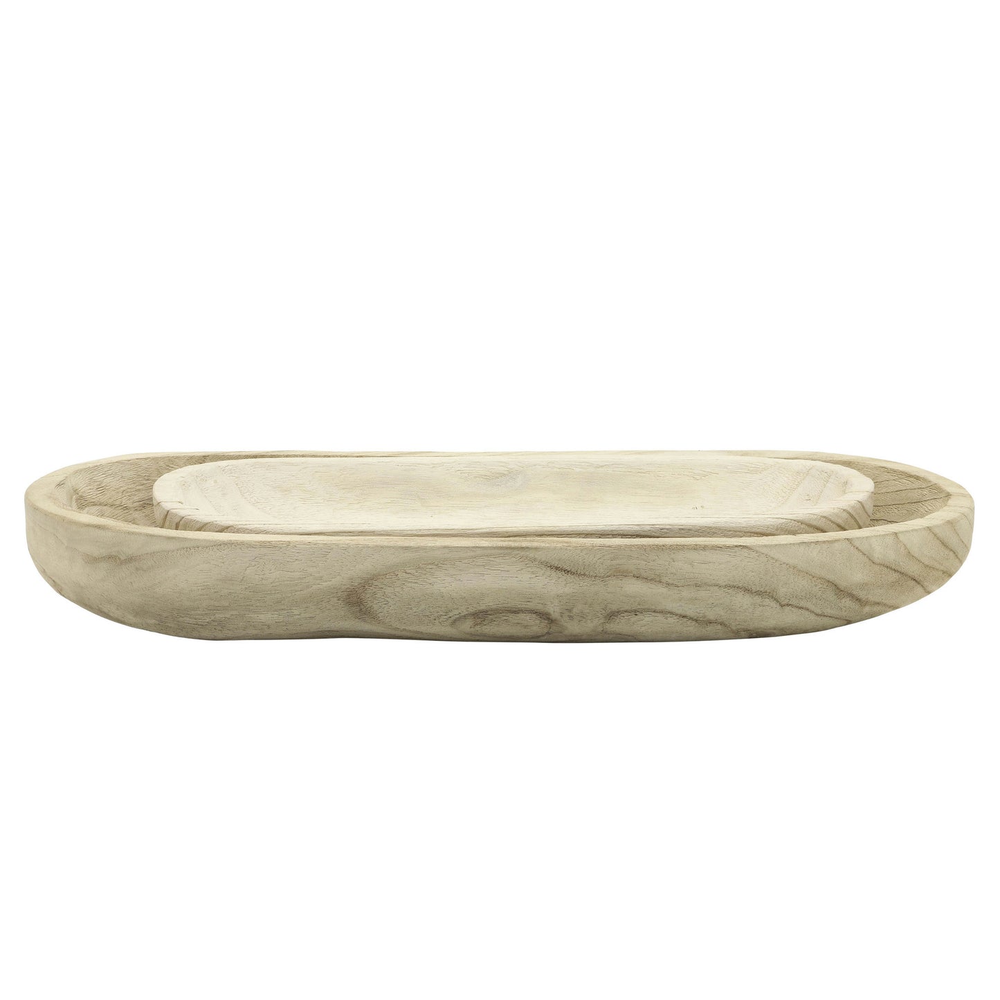 S/2 18/24" Wood Decor Plates, Natural