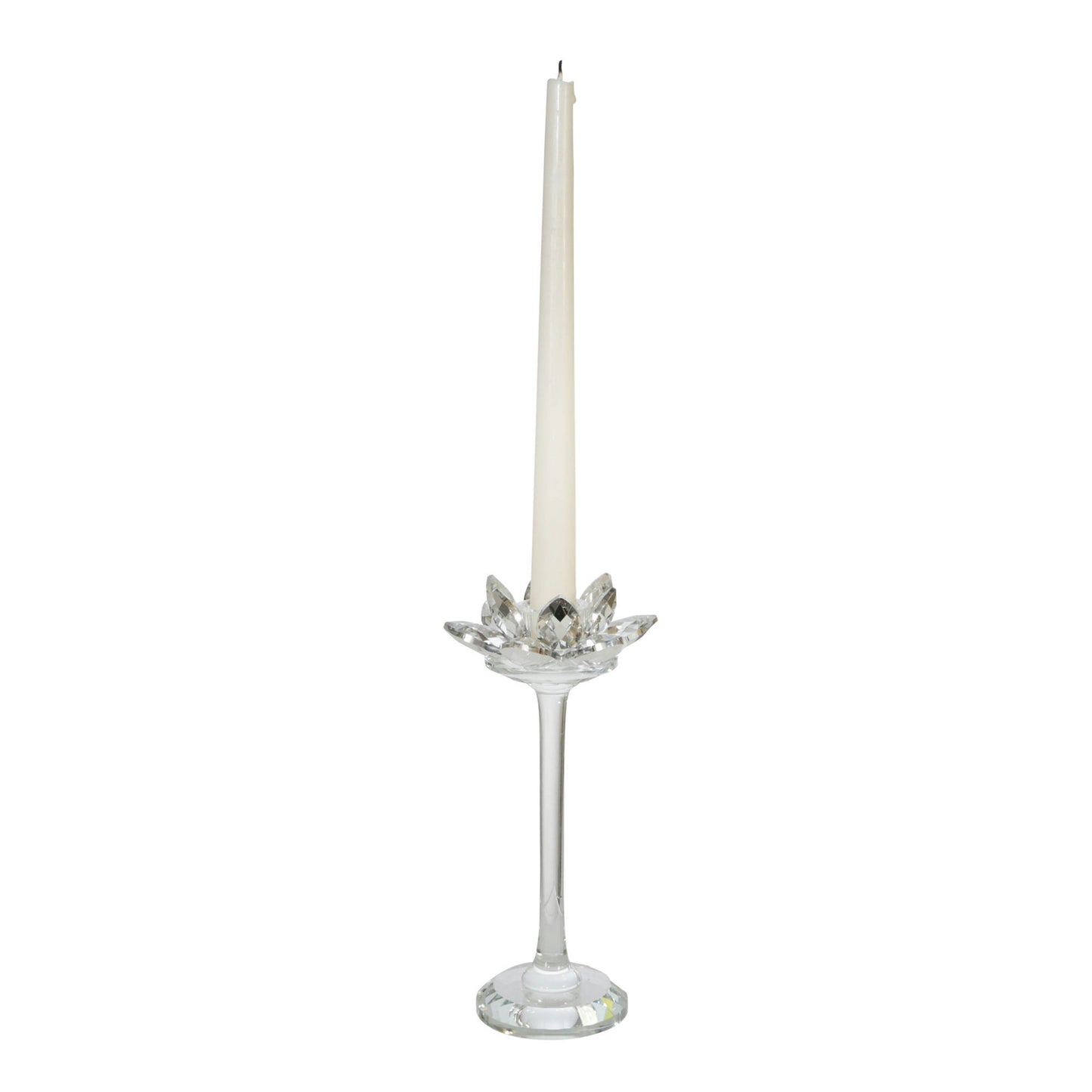 Glass 8" Lotus Candle Holder, Silver