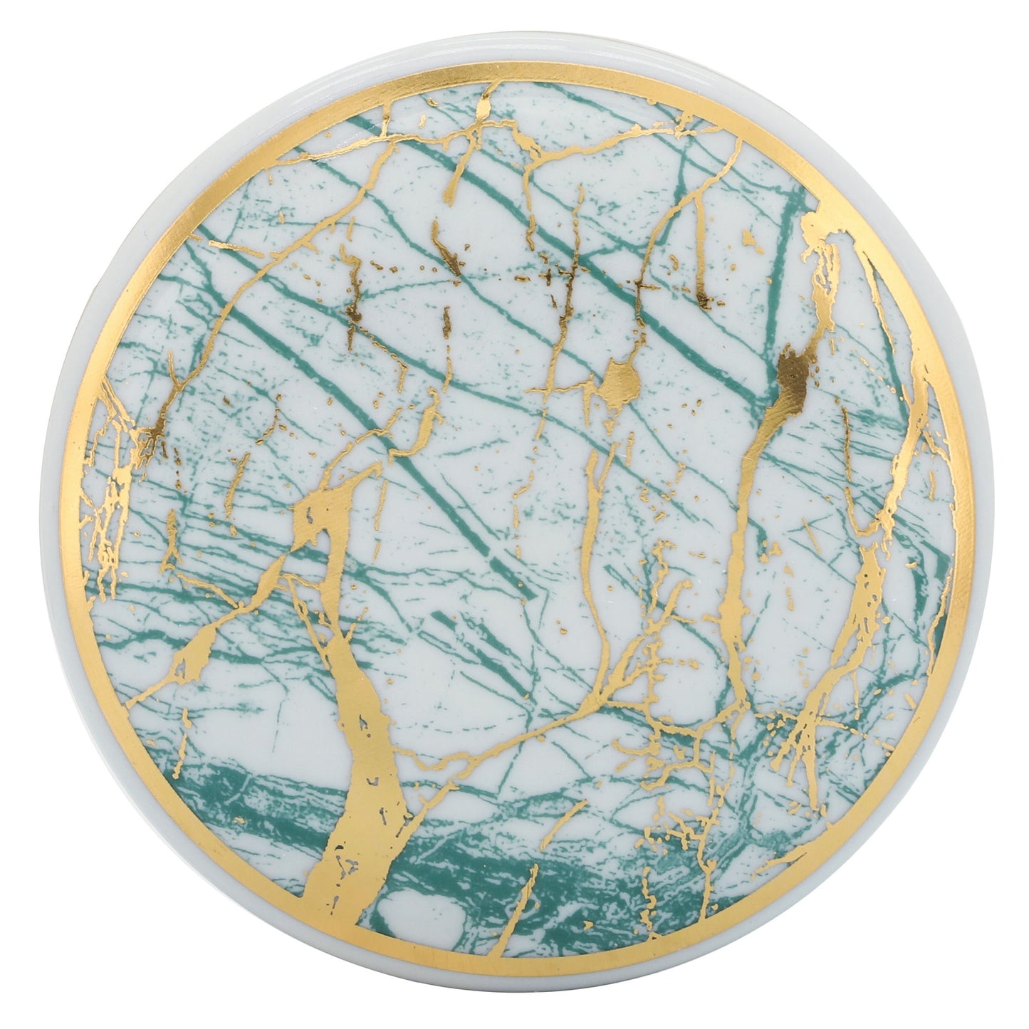 Ceramic 16" Jar With Gold Lid, Green