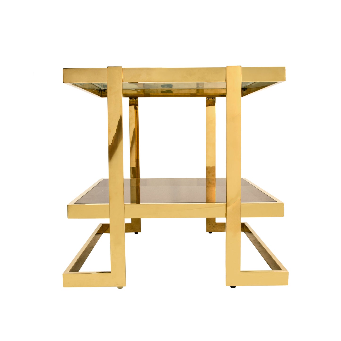 Metal/marble Glass Side Table, Gold/white Kd