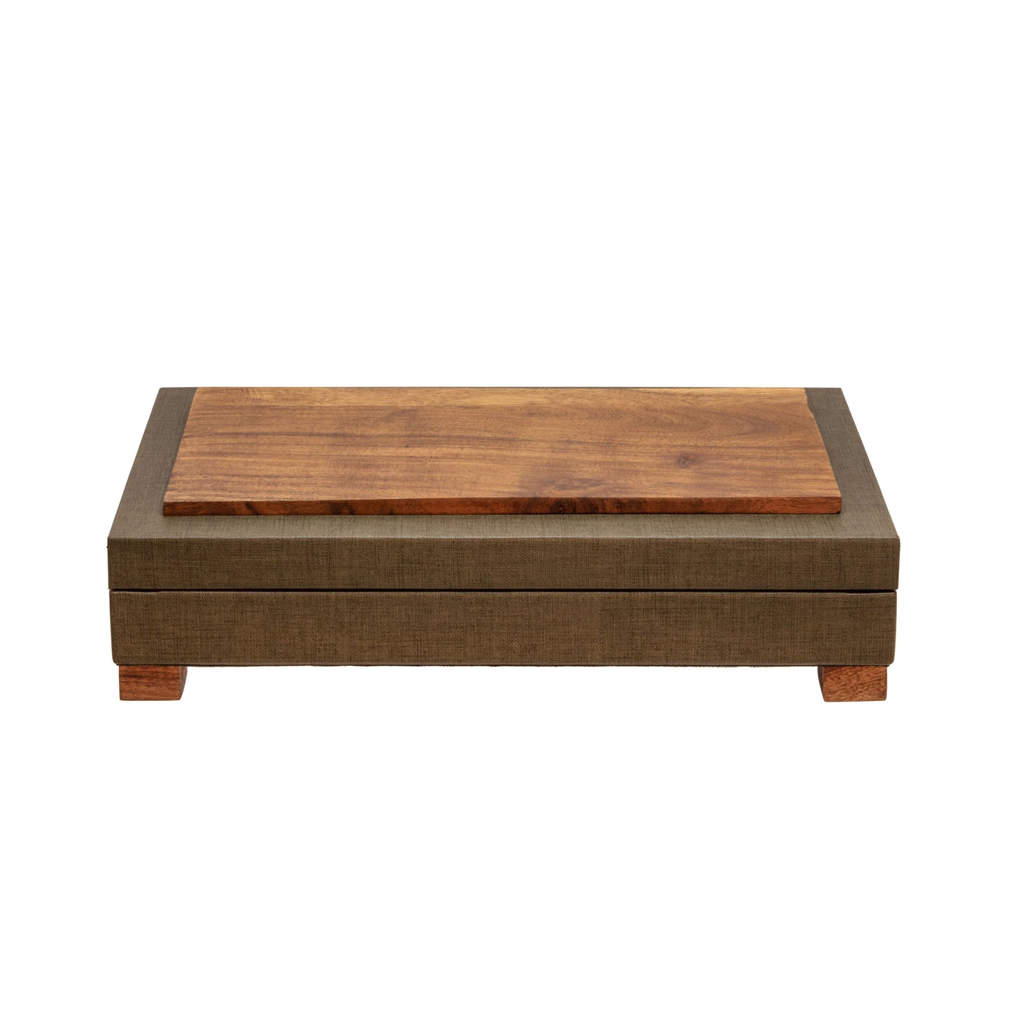 Wood 15" Faux Leather Box W/ Legs, Green