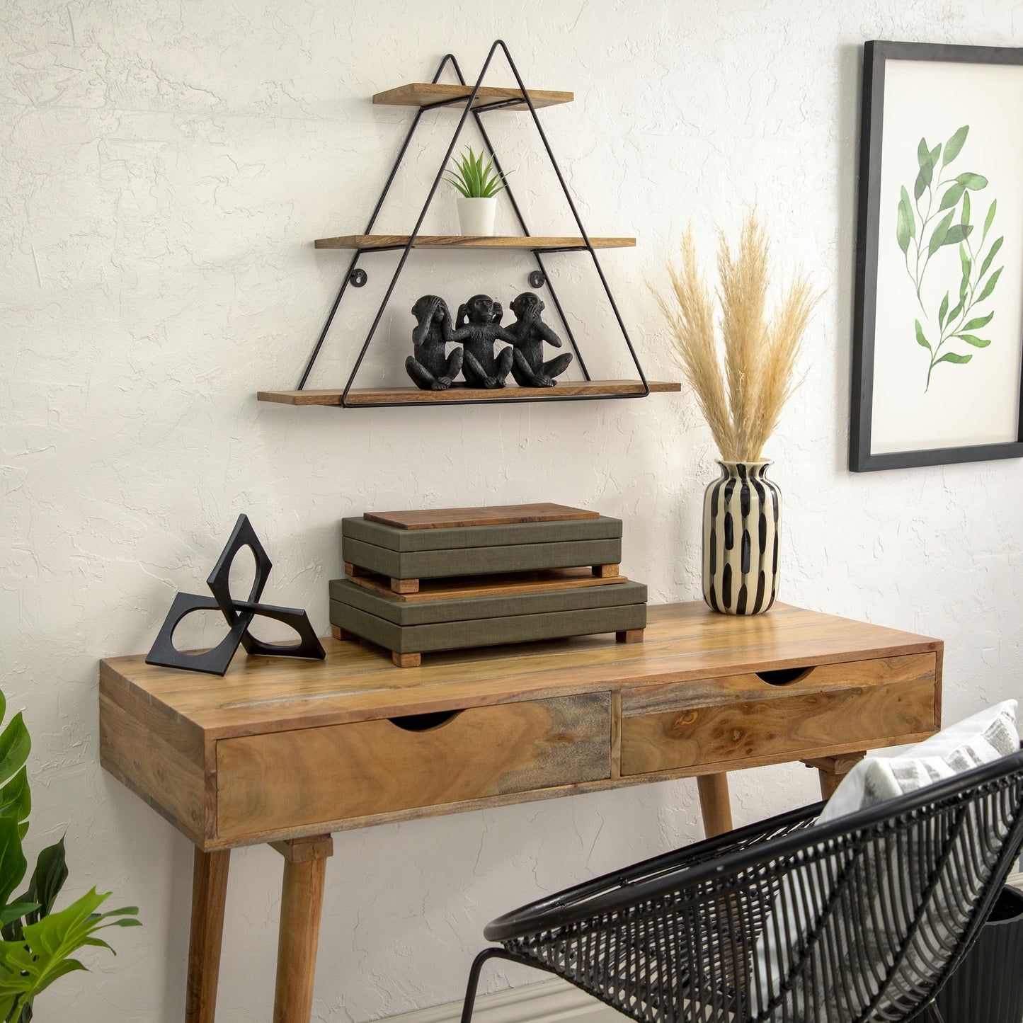 Wood 16" Faux Leather Box W/ Legs, Green