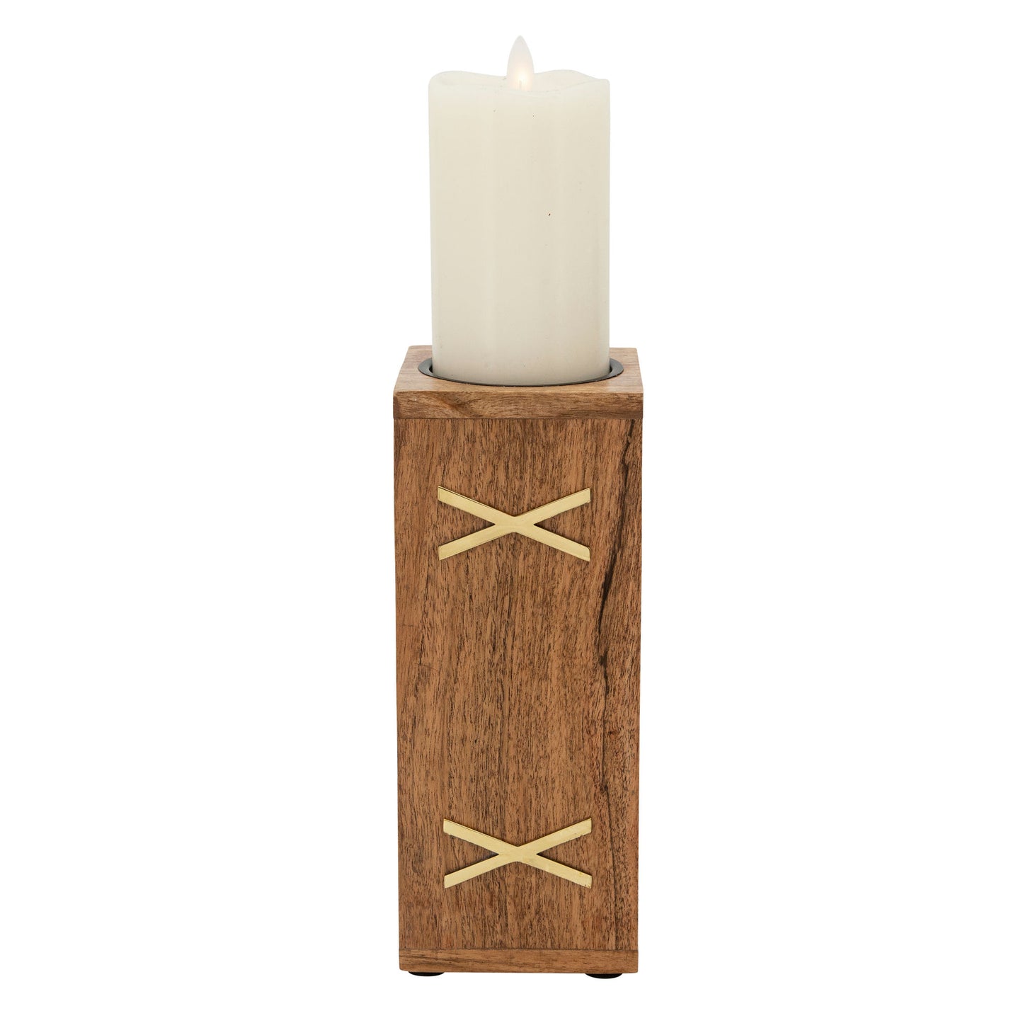 Wood 10" Pillar Holder, Brown