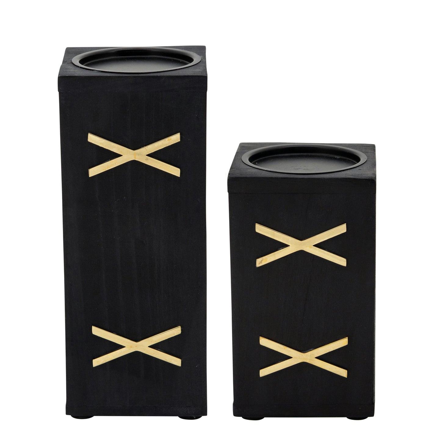 Wood 10" Pillar Holder, Black