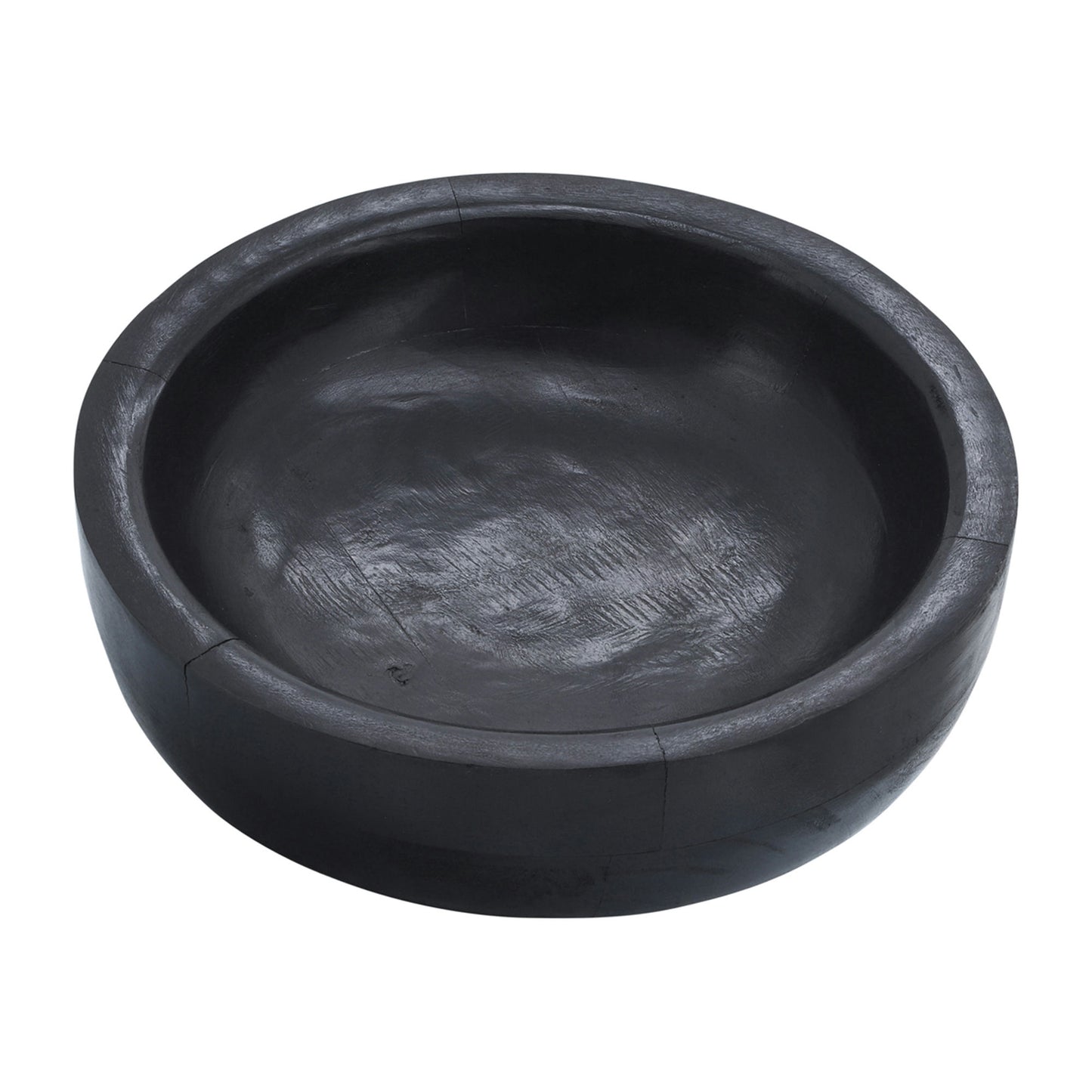 Wood 12" Stained Bowl, Black