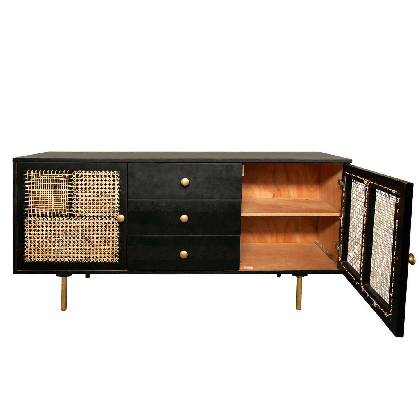 Wood 63x30" Patchwork Sideboard