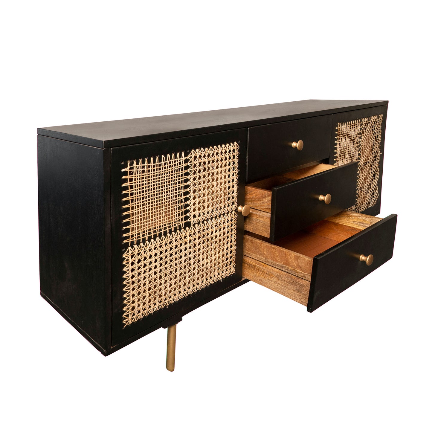 Wood 63x30" Patchwork Sideboard