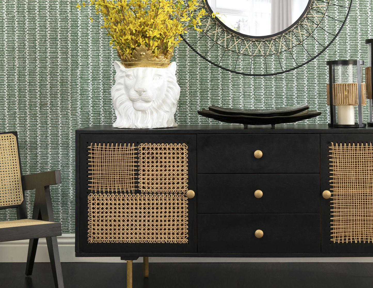 Wood 63x30" Patchwork Sideboard