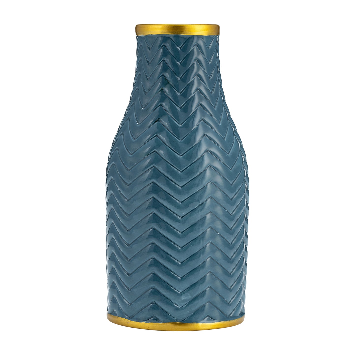 10" Chevron Vase, Teal