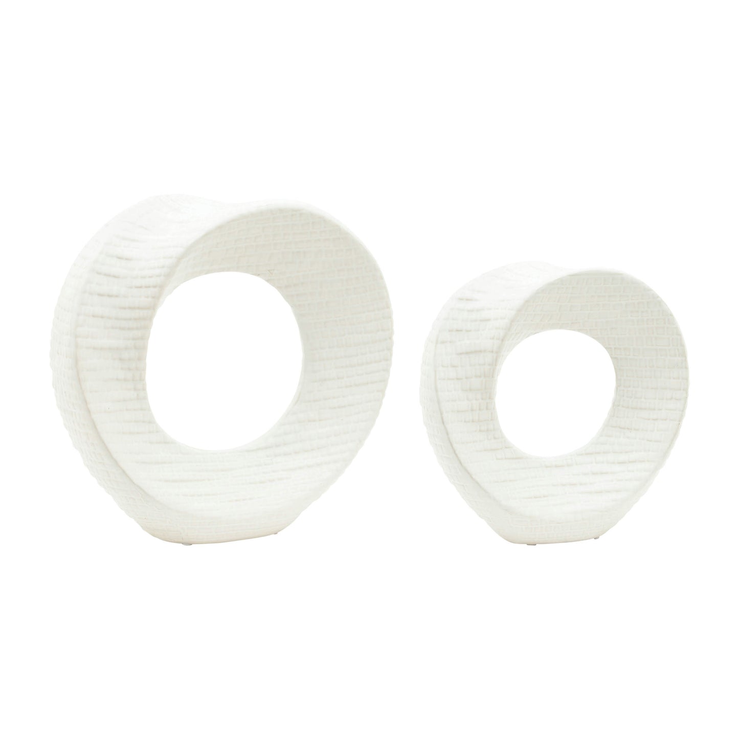 10" Textured Table Top Deco, White