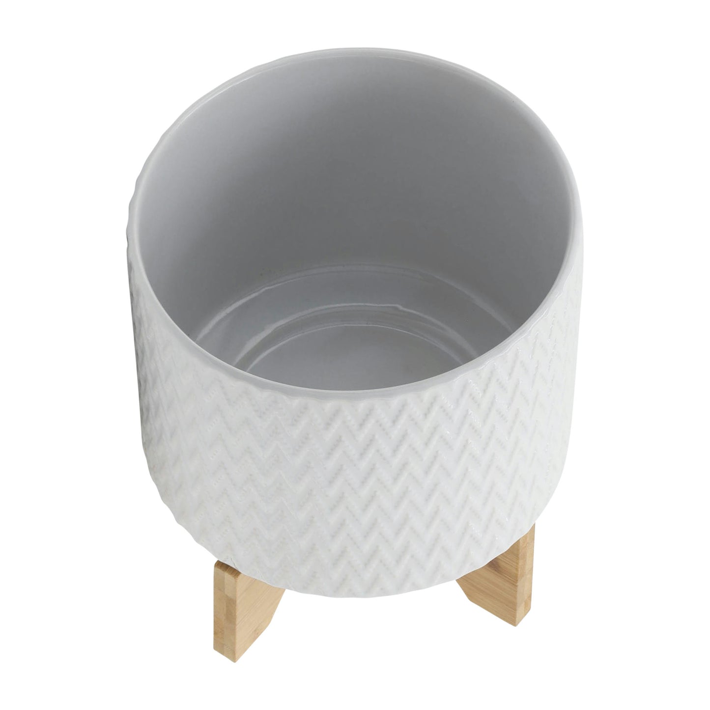 8" Chevron Planter W/ Stand, White