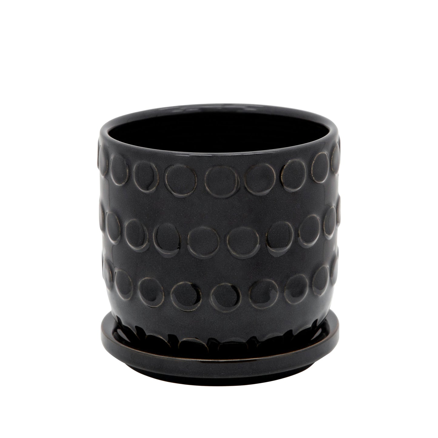 5" Bubble Planter W. Saucer, Black
