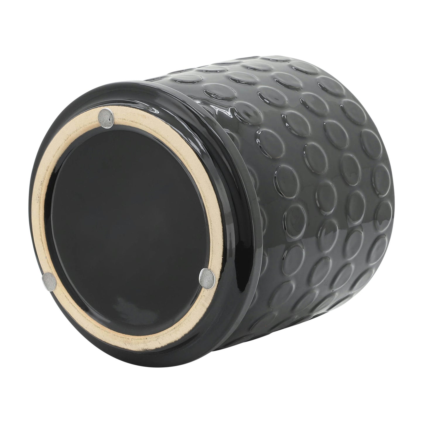 S/2 5/6" Bubble Planter W. Saucer, Black